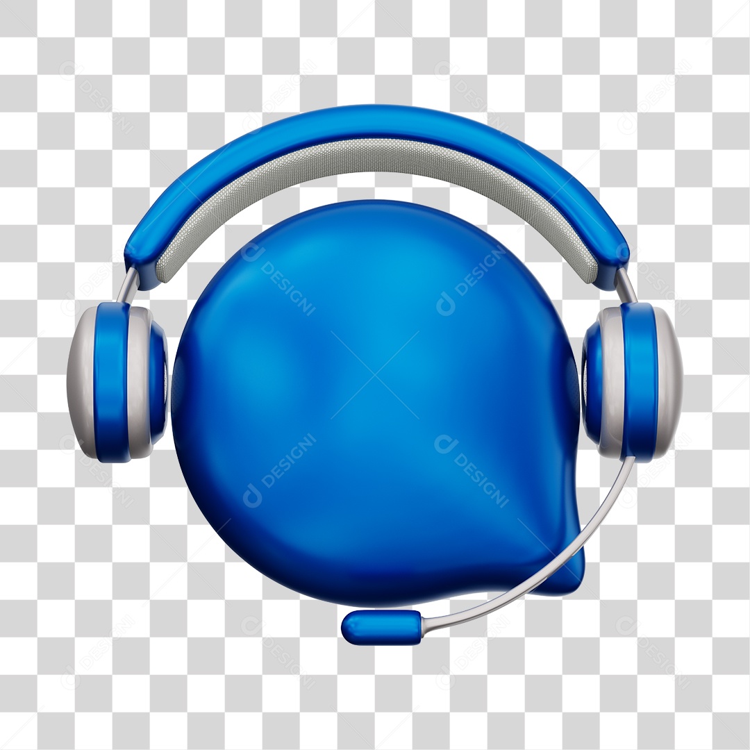 Ícone de Atendimento Ao Cliente Elemento 3D Azul Escuro Para Composição PNG Transparente