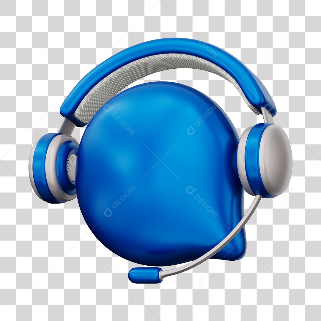 Ícone de Atendimento Ao Cliente Elemento 3D Azul Escuro Para Composição PNG Transparente
