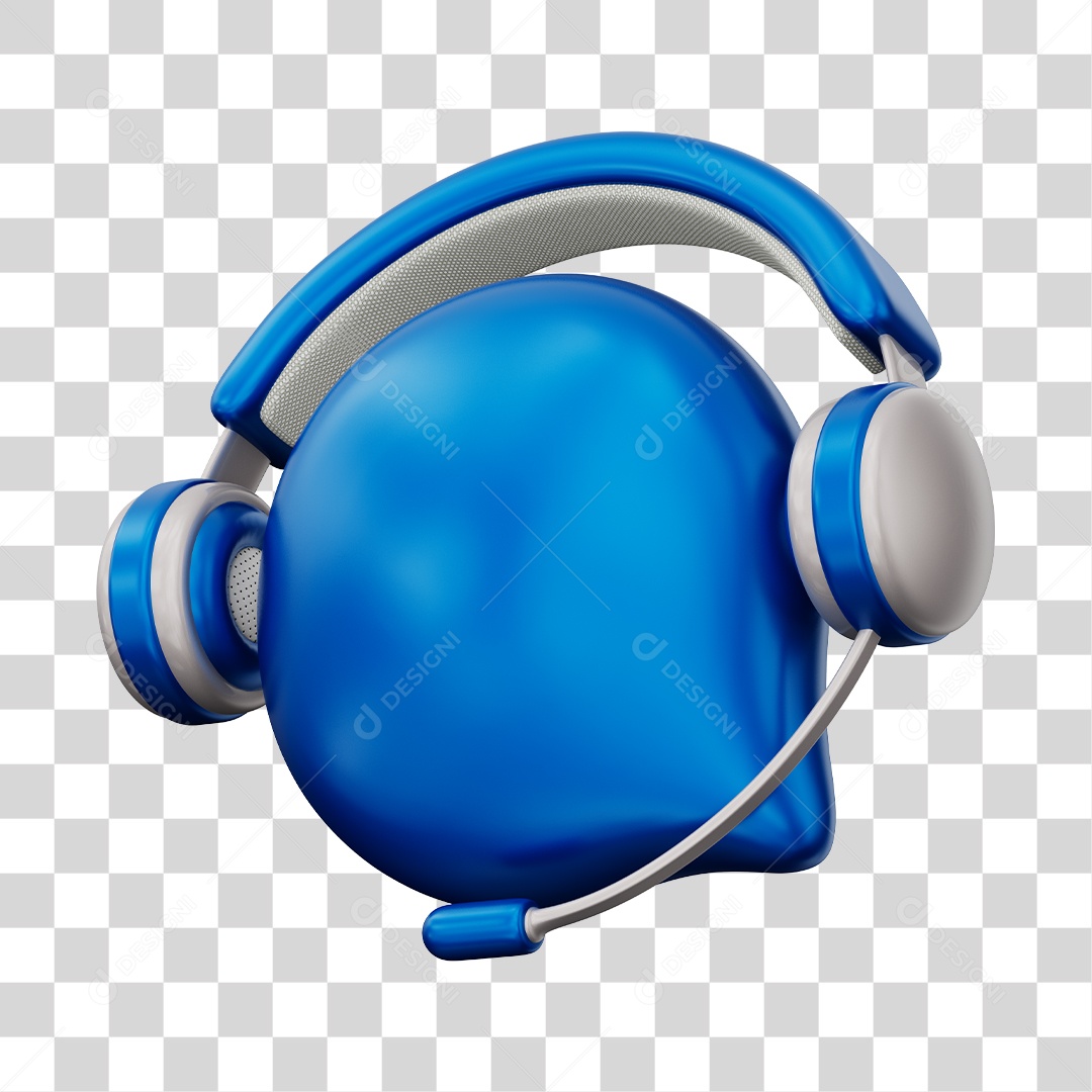Ícone de Atendimento Ao Cliente Elemento 3D Azul Escuro Para Composição PNG Transparente