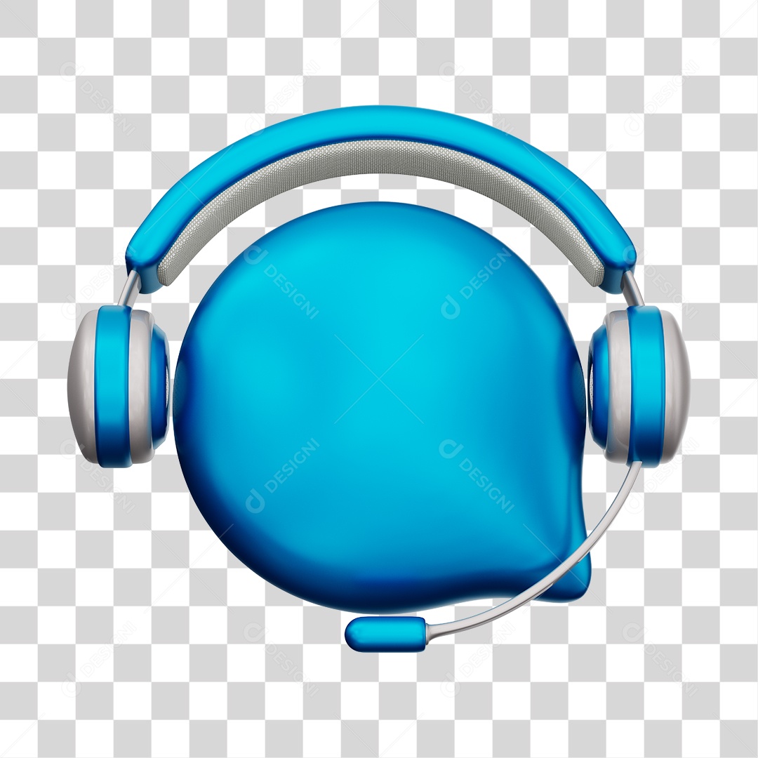 Ícone de Atendimento Ao Cliente Elemento 3D Azul Para Composição PNG Transparente