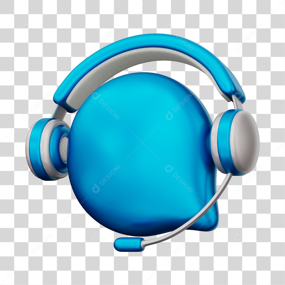 Ícone de Atendimento Ao Cliente Elemento 3D Azul Para Composição PNG Transparente
