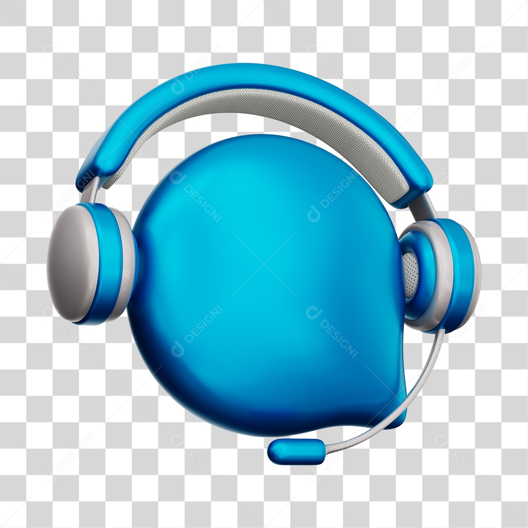 Ícone de Atendimento Ao Cliente Elemento 3D Azul Para Composição PNG Transparente