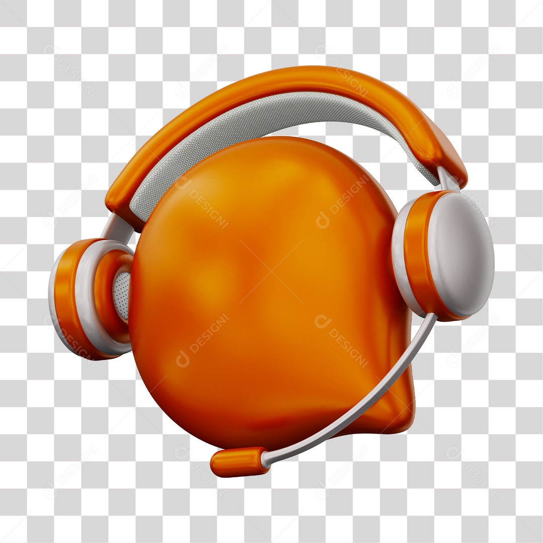 Ícone de Atendimento Ao Cliente Elemento 3D Laranjado Para Composição PNG Transparente