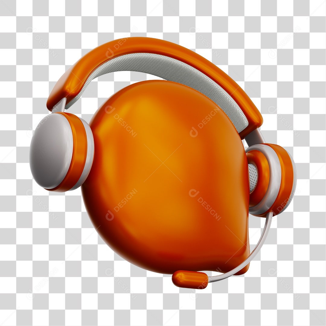 Ícone de Atendimento Ao Cliente Elemento 3D Laranjado Para Composição PNG Transparente