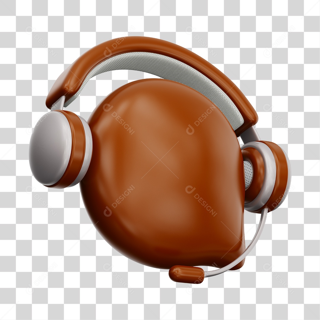 Ícone de Atendimento Ao Cliente Elemento 3D Marrom Para Composição PNG Transparente