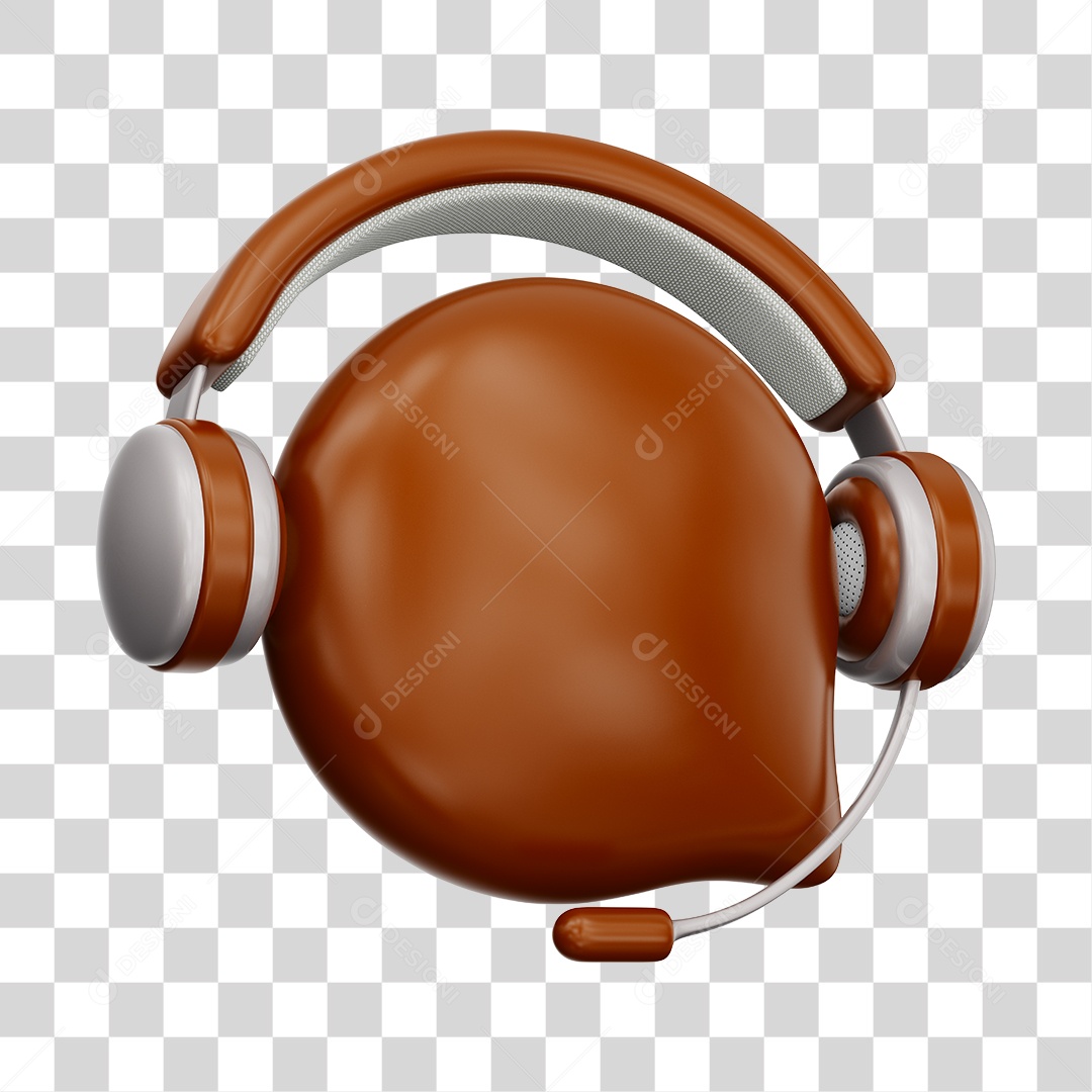 Ícone de Atendimento Ao Cliente Elemento 3D Marrom Para Composição PNG Transparente