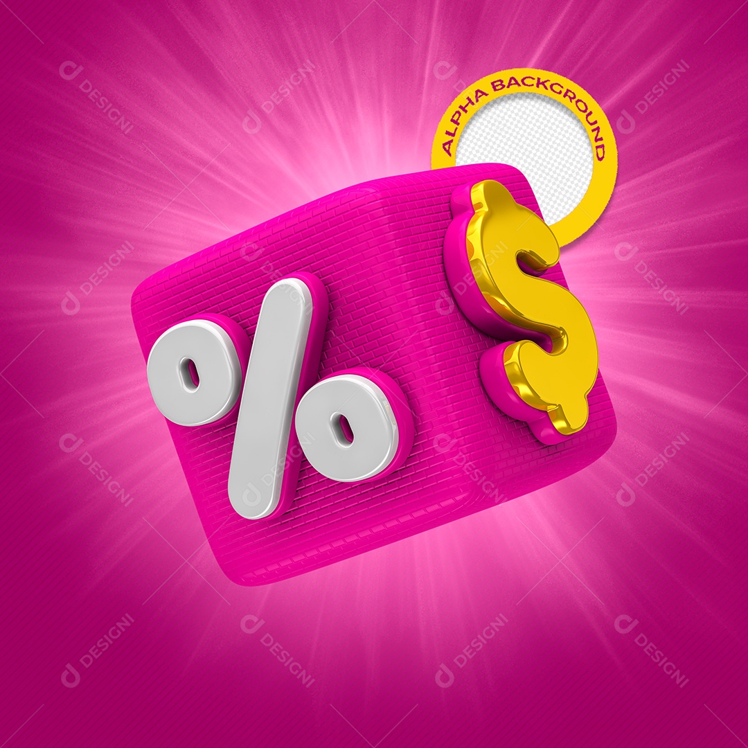 Elemento 3D Para Composição Cubo de Desconto PSD