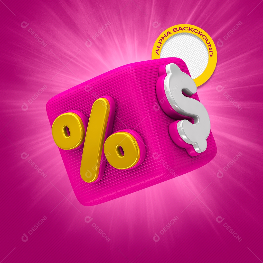 Elemento 3D Para Composição Cubo de Desconto PSD