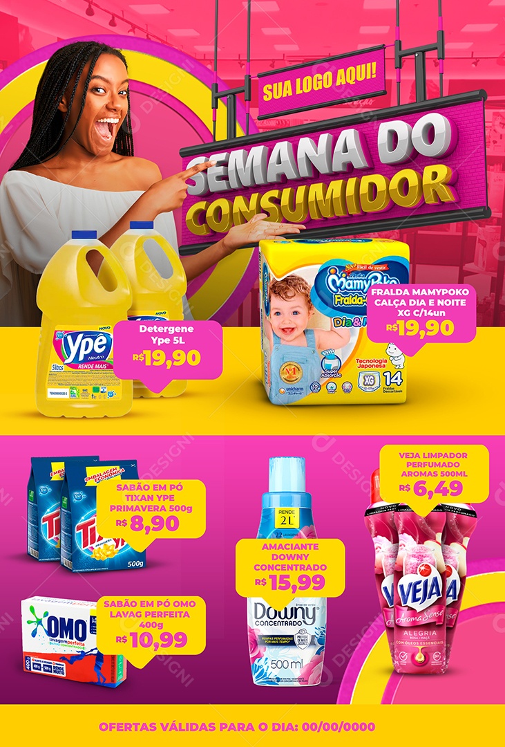 Encarte Semana do Consumidor Venha Conferir Social Media PSD Editável