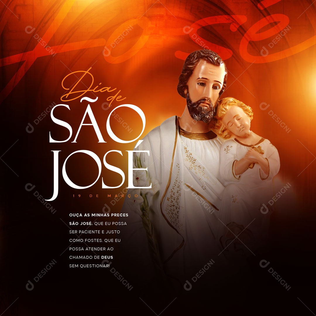 Dia de São José 19 de Março Social Media PSD Editável