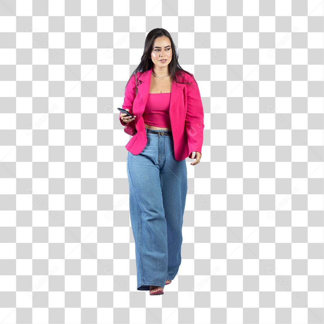 Linda garota jovem caminhando PNG
