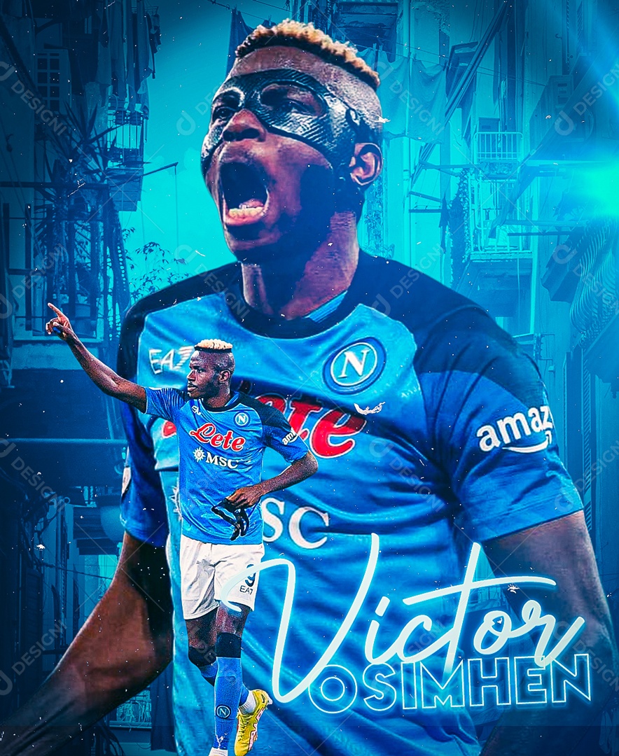 Flyer Jogador de Futebol Victor Osimhen Social Media PSD Editável