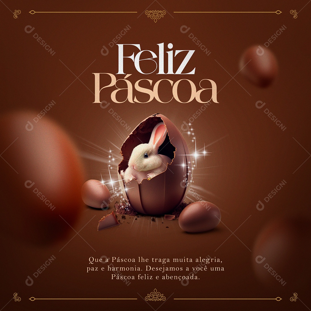 Que a Páscoa lhe Traga Muita Alegria, Paz e Harmonia. Feliz Páscoa Social Media PSD Editável