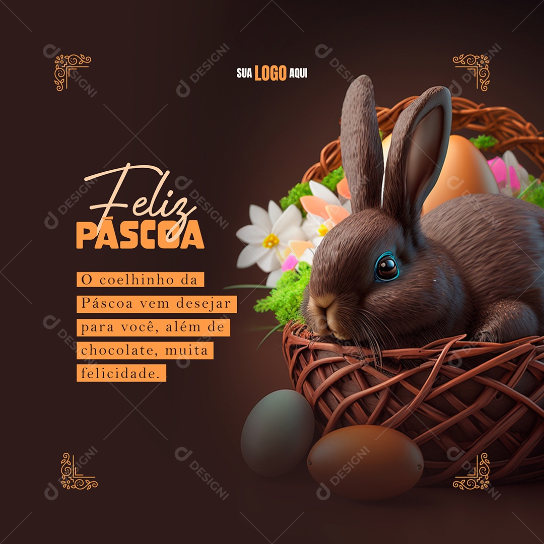 Feliz Páscoa Social Media PSD Editável