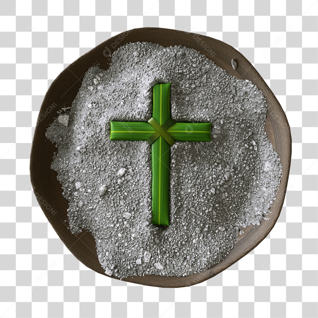 Prato Com Cruz de Folhas Elemento 3D PNG Transparente