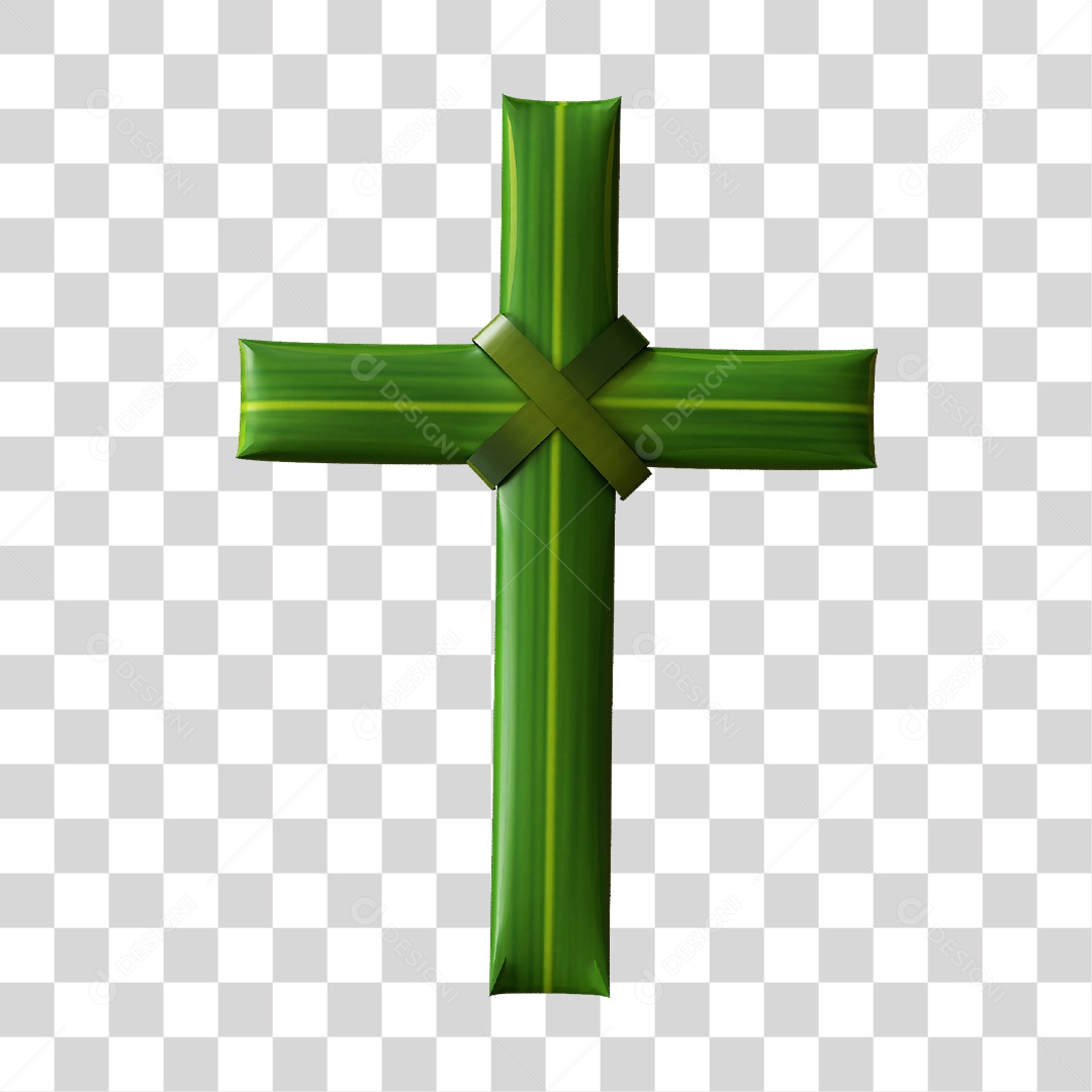 Cruz de Folhas Elemento 3D PNG Transparente