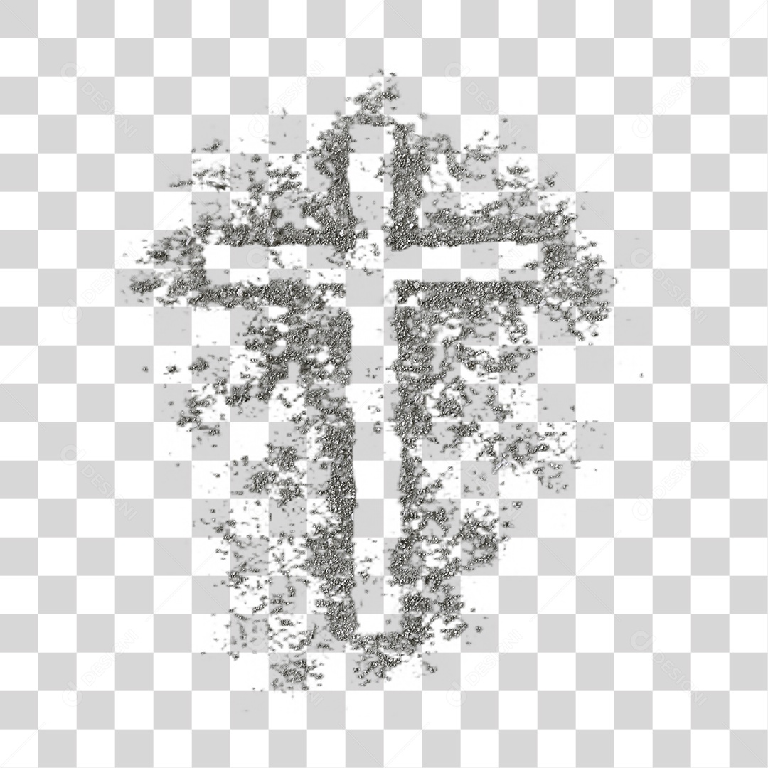 Cruz de Cinzas Elemento 3D PNG Transparente