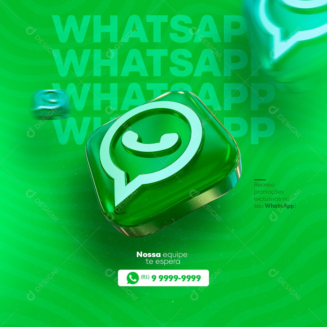 Nossa Equipe Te Espera Whatsapp Social Media PSD Editável