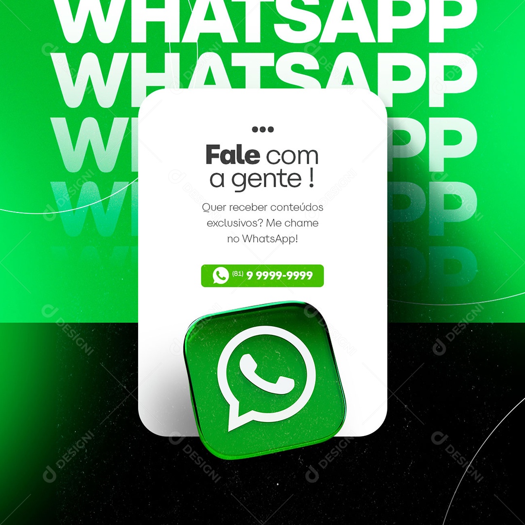 Fale Com A Gente Quer Receber Conteúdos Whatsapp Social Media PSD Editável