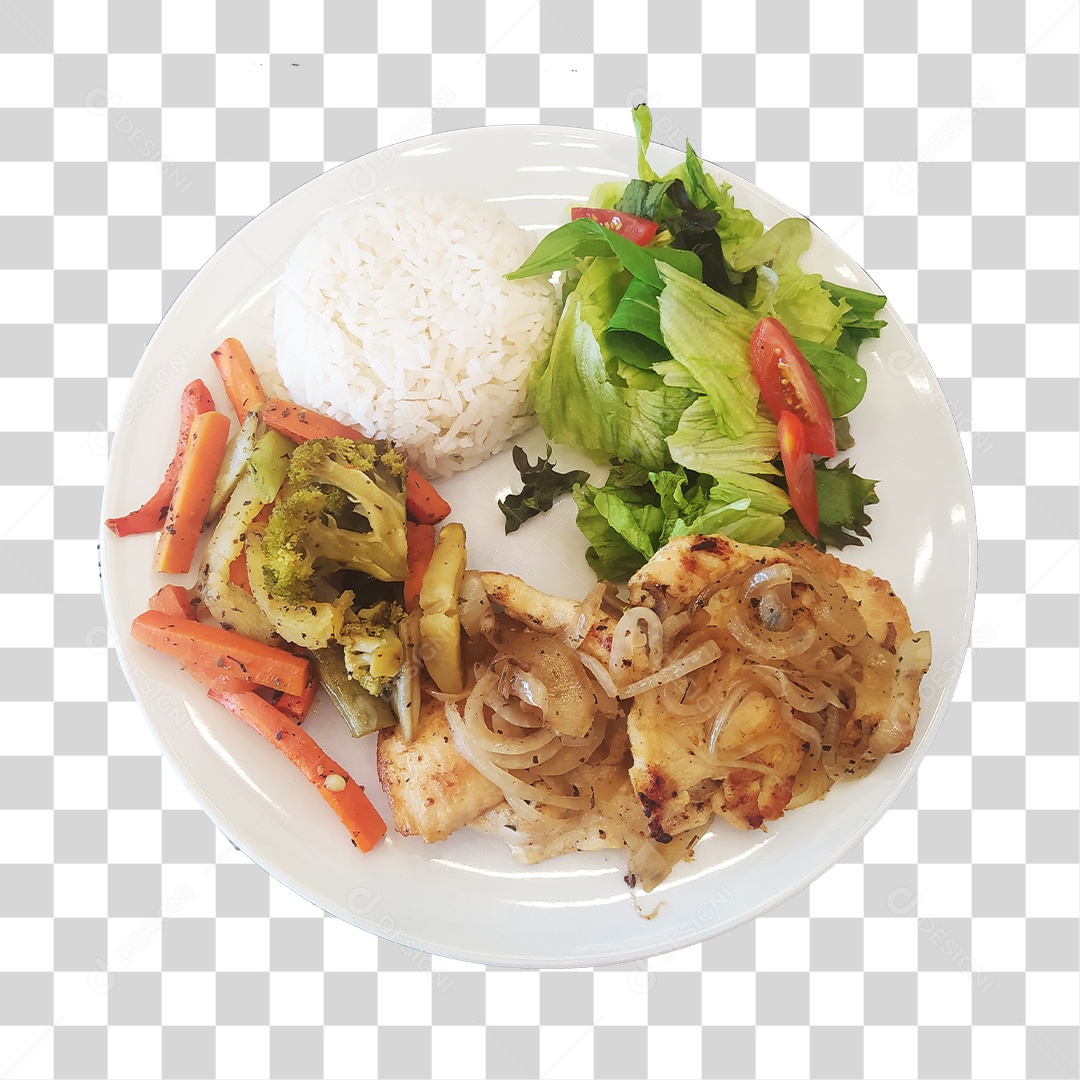 Prato de Comida Saudável, Frango, Salada ,Legumes PNG Transparente