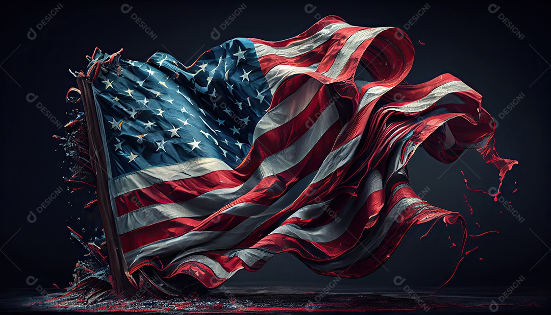 Bandeira americana Bandeira dos EUA acenando Dia da Independência hora da revolução! 4 de julho.