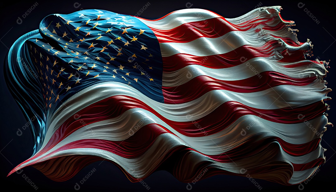 Bandeira americana Bandeira dos EUA acenando Dia da Independência hora da revolução! 4 de julho.