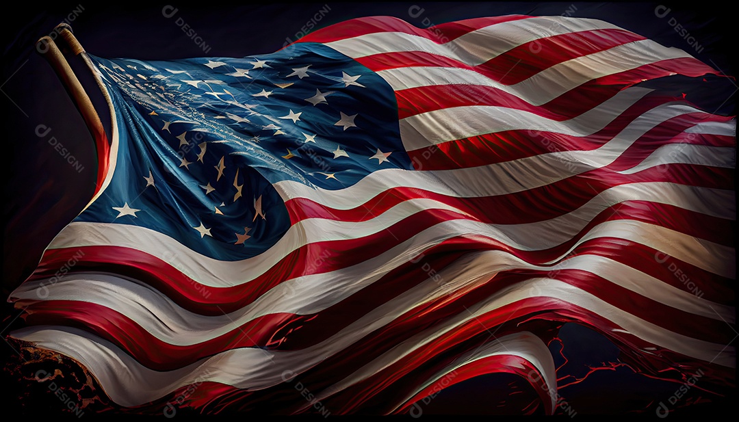 Bandeira americana Bandeira dos EUA acenando Dia da Independência hora da revolução! 4 de julho.