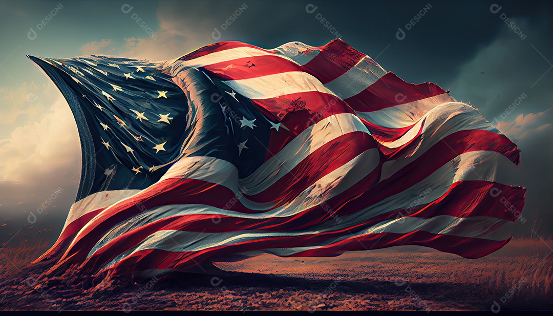 Bandeira americana Bandeira dos EUA acenando Dia da Independência hora da revolução! 4 de julho.