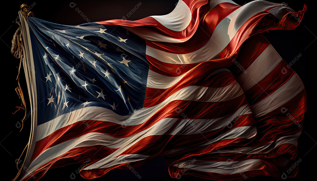 Bandeira americana Bandeira dos EUA acenando Dia da Independência hora da revolução! 4 de julho.