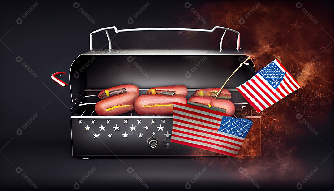 Mesa de festa com costelinhas para churrasco Tater Dia da Independência é hora da revolução! 4 de julho.