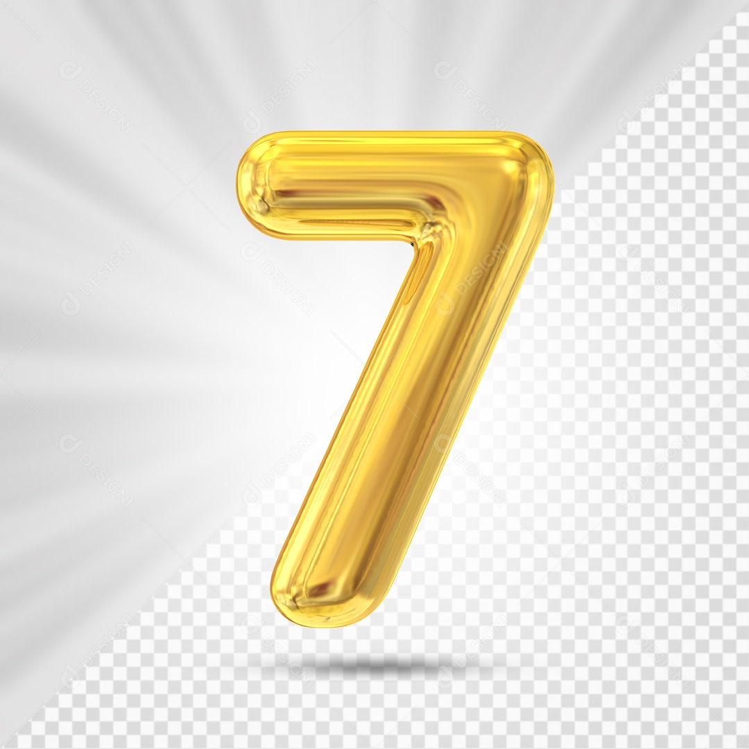 Numero 7 Amarelo Elemento 3D PSD