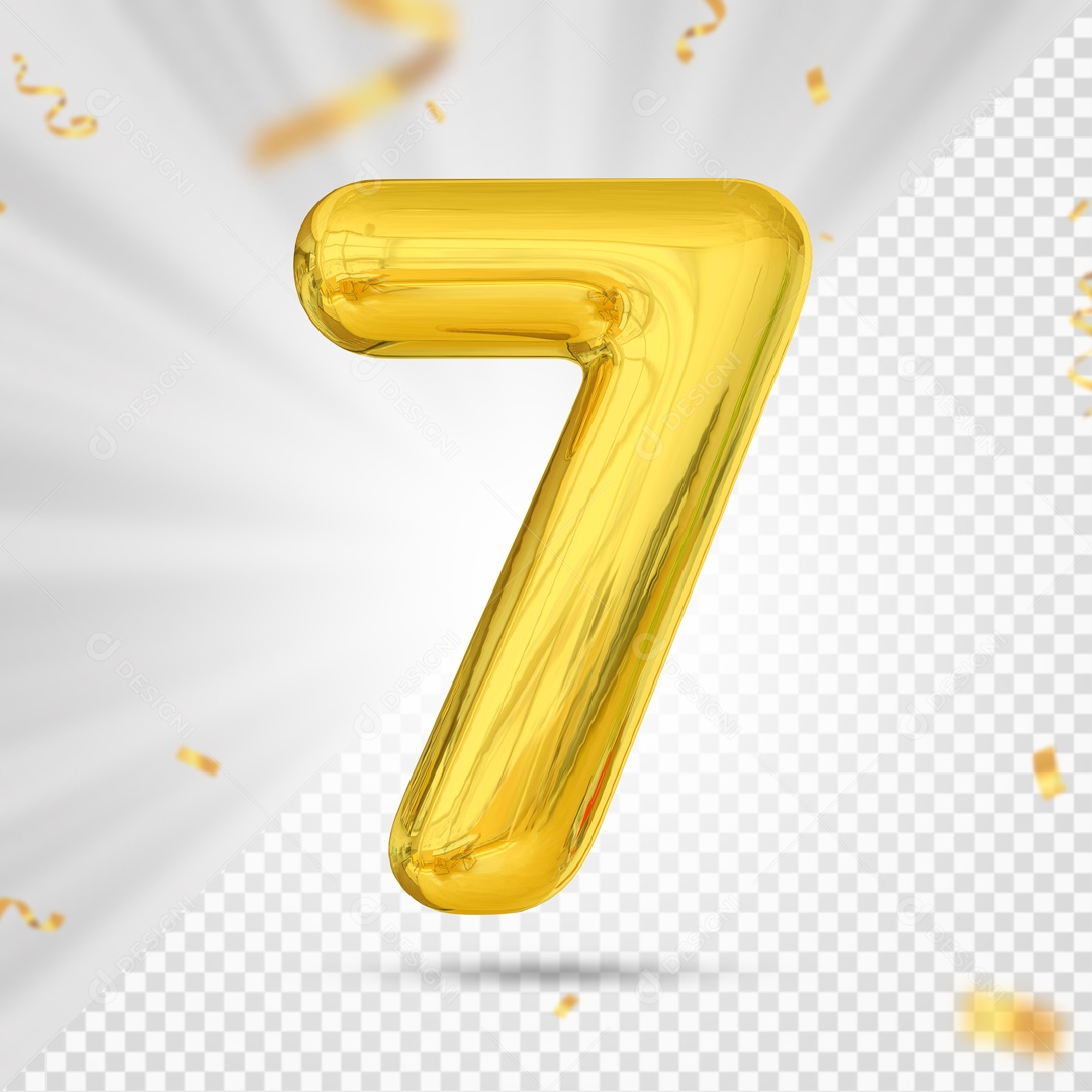 Numero 7 Amarelo Elemento 3D PSD