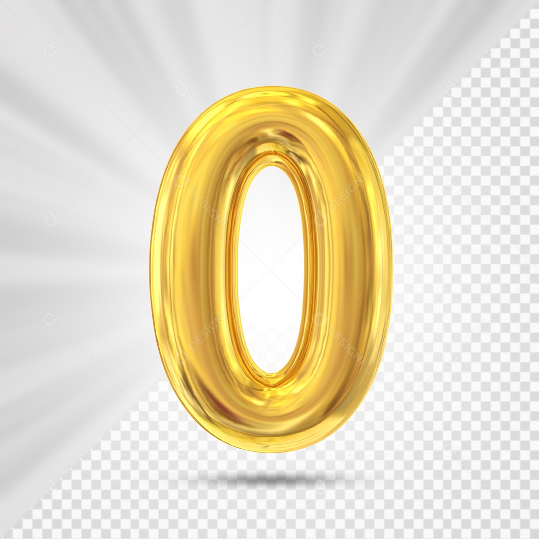 Numero 0 Amarelo Elemento 3D PSD