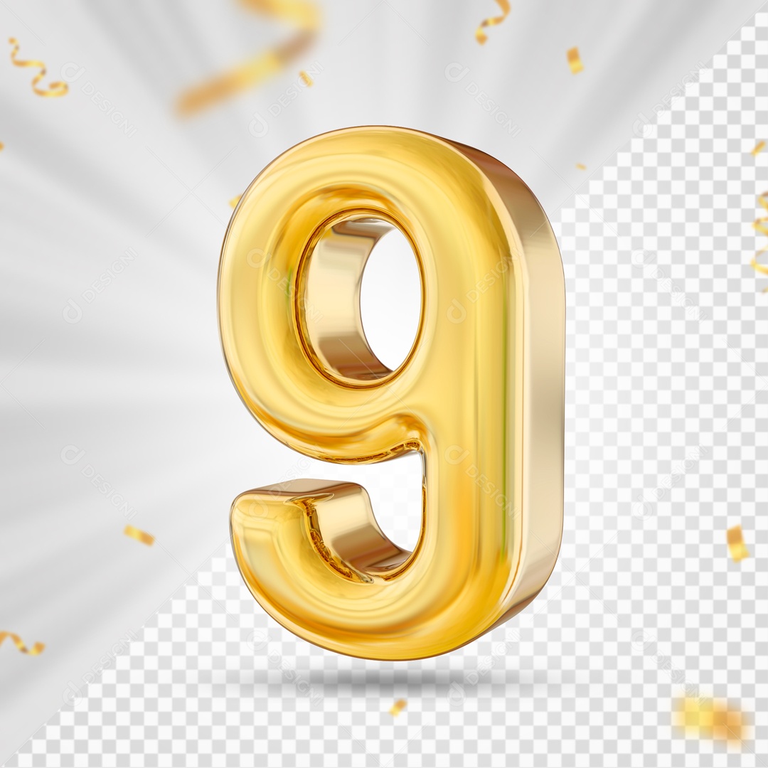 Numero 9 Amarelo Festa Elemento 3D PSD