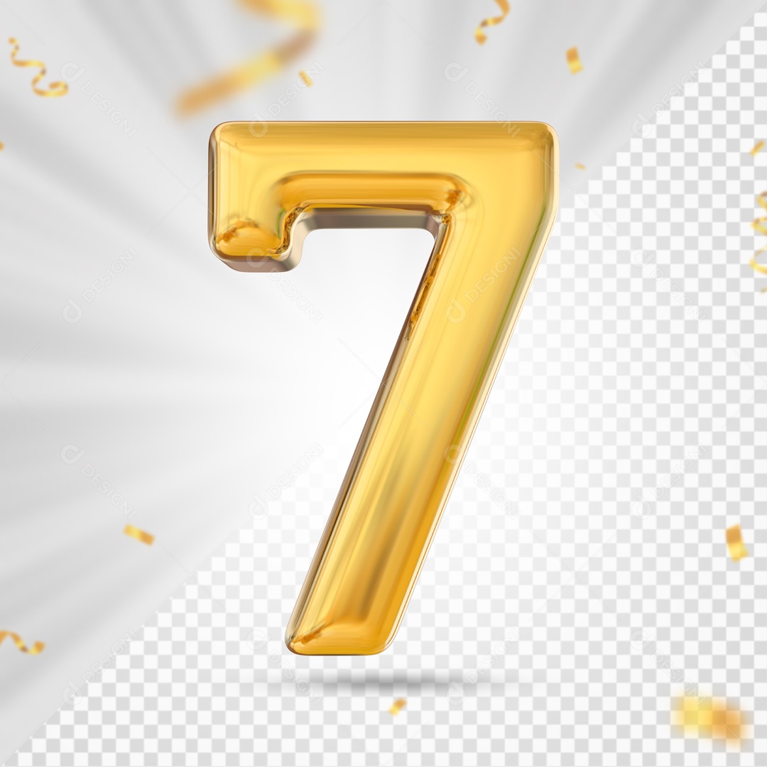 Numero 7 Amarelo Festa Elemento 3D PSD