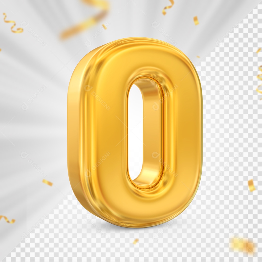 Numero 0 Amarelo Festa Elemento 3D PSD