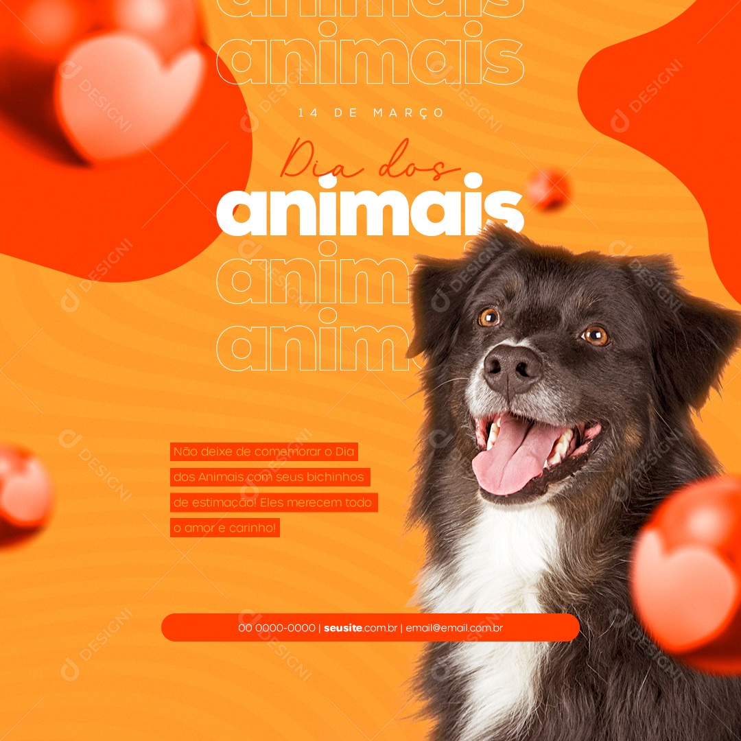 Dia dos Animais 14 de Março Social Media PSD Editável