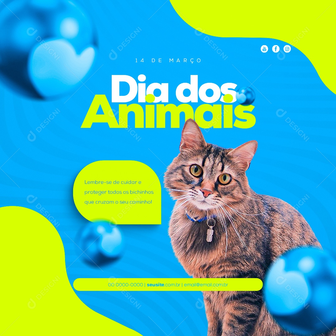 Dia dos Animais 14 de Março Social Media PSD Editável