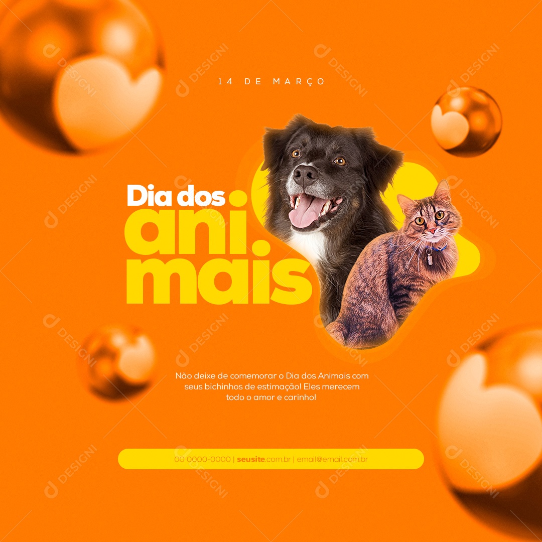 Dia dos Animais 14 de Março Social Media PSD Editável