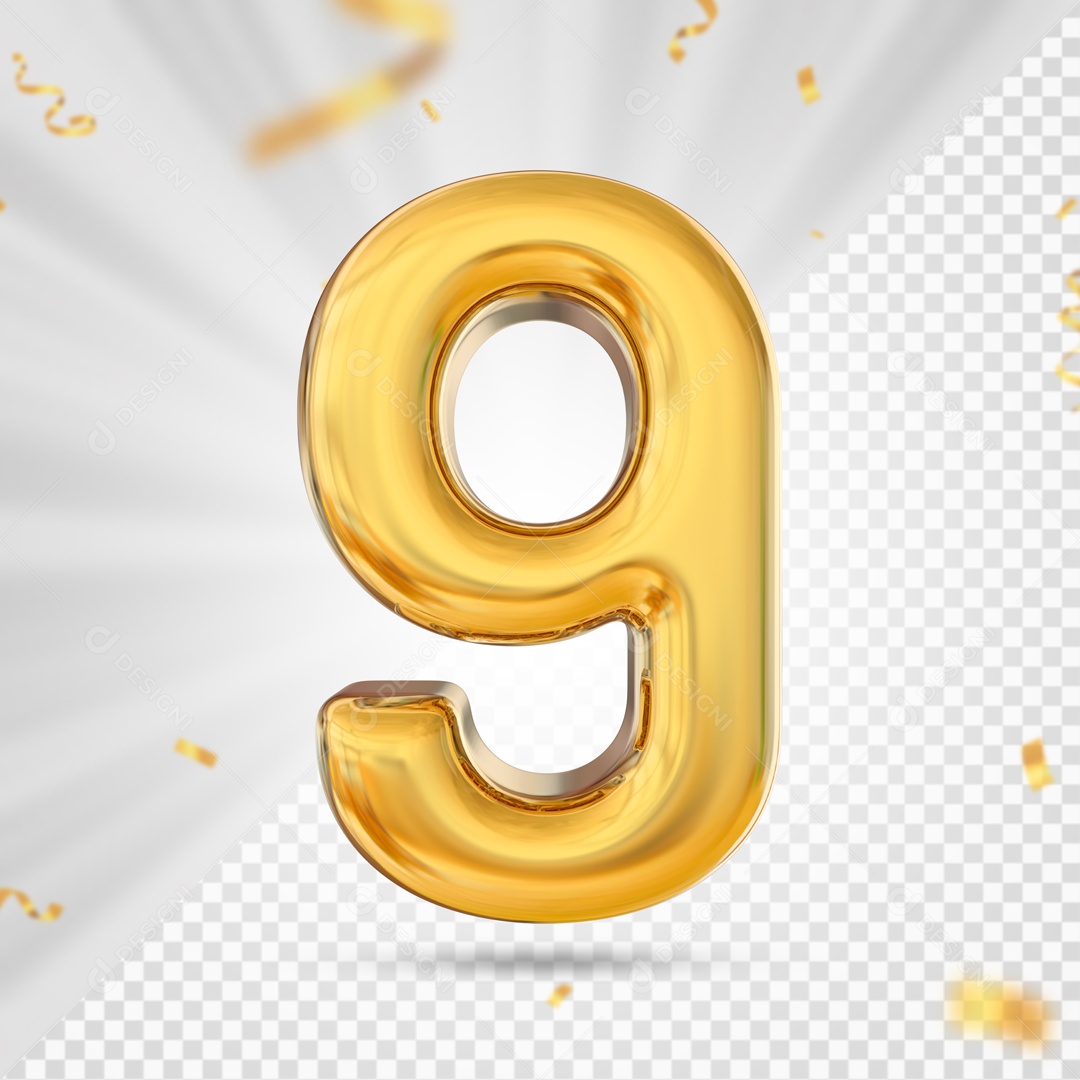 Numero 9 Amarelo Festa Elemento 3D PSD