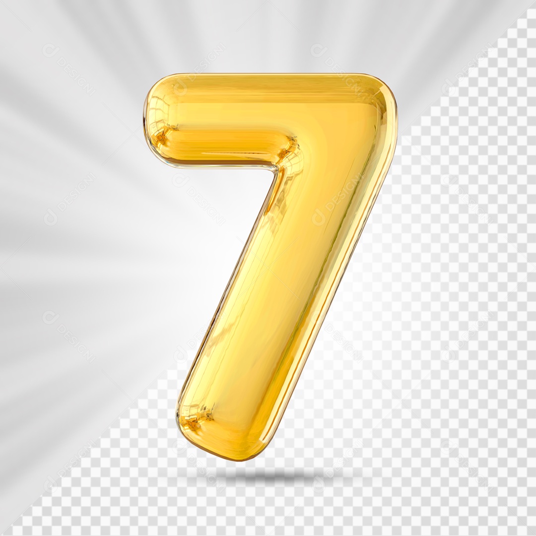 Numero 7 Amarelo Festa Elemento 3D PSD