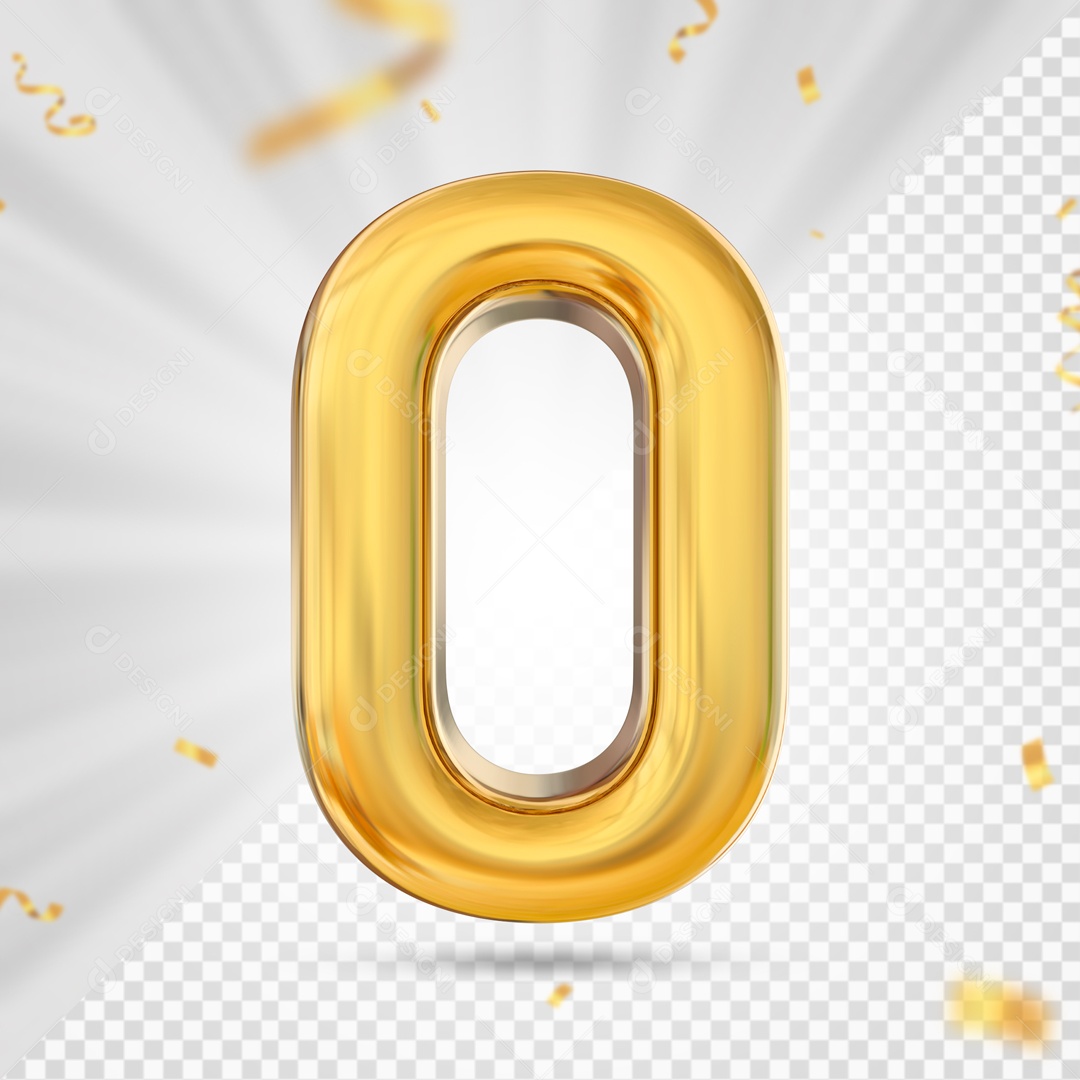 Numero 0 Amarelo Festa Elemento 3D PSD