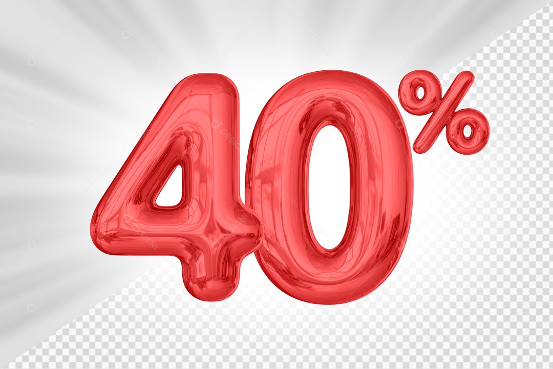 Numero Vermelho De 40% Desconto Elemento 3D PSD