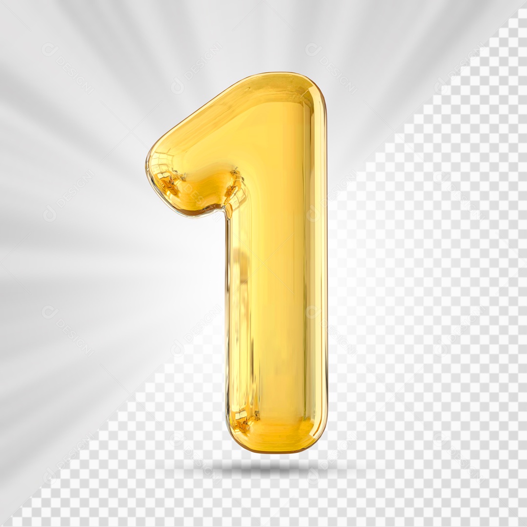 Numero 1 Amarelo Elemento 3D PSD