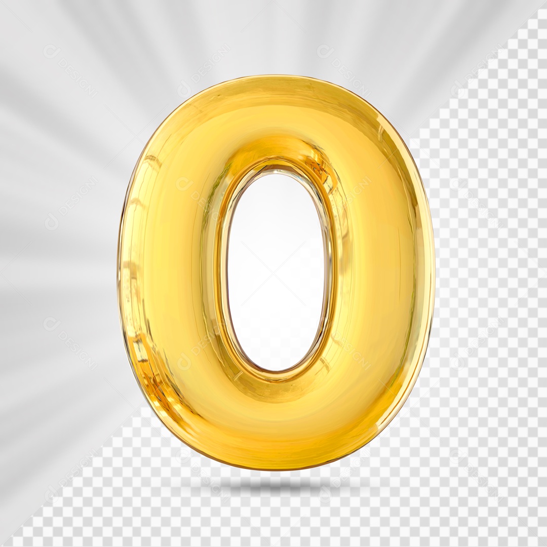 Numero 0 Amarelo Elemento 3D PSD