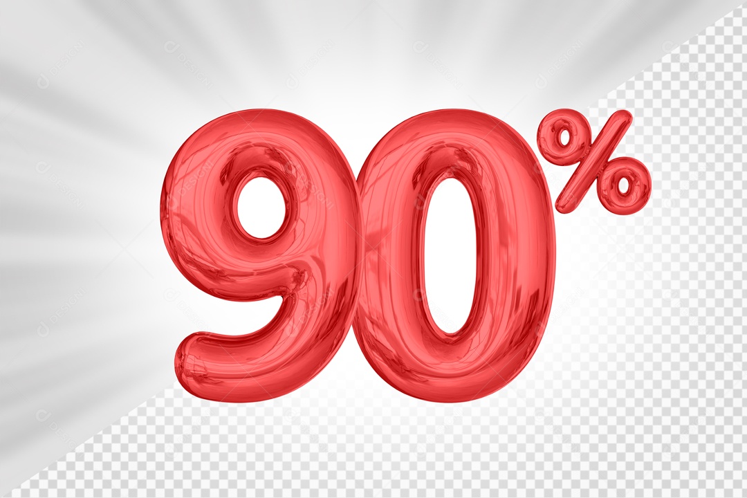 Numero Vermelho De 90% Desconto Elemento 3D PSD