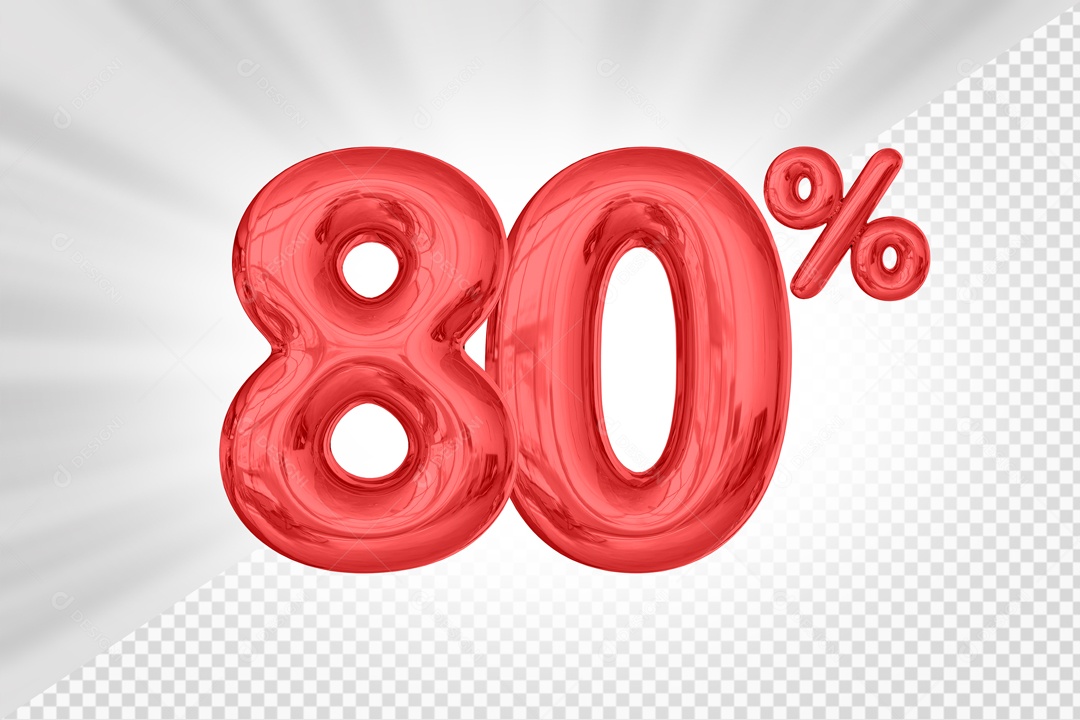 Numero Vermelho De 80% Desconto Elemento 3D PSD