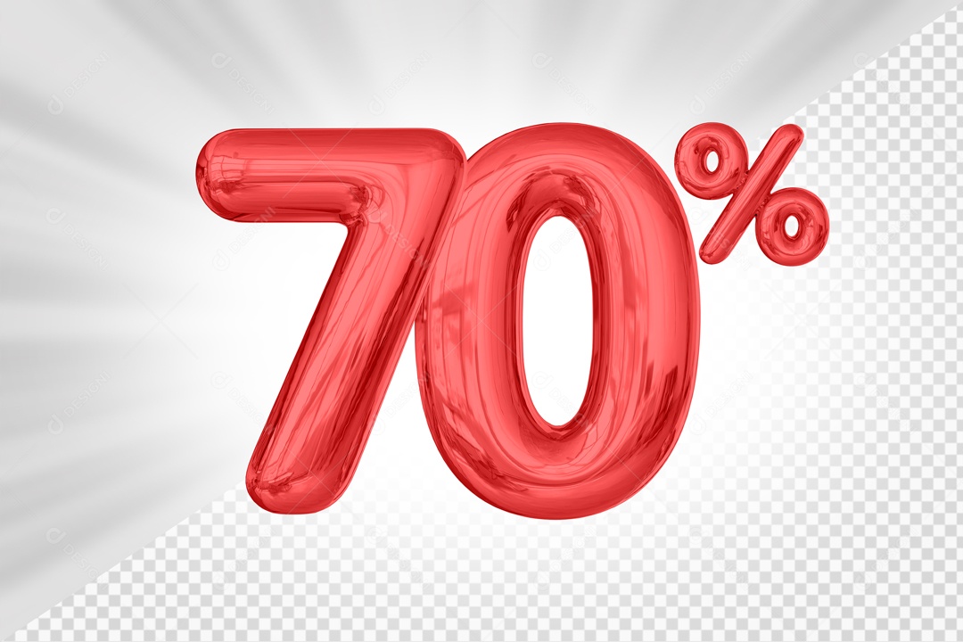 Numero Vermelho De 70% Desconto Elemento 3D PSD