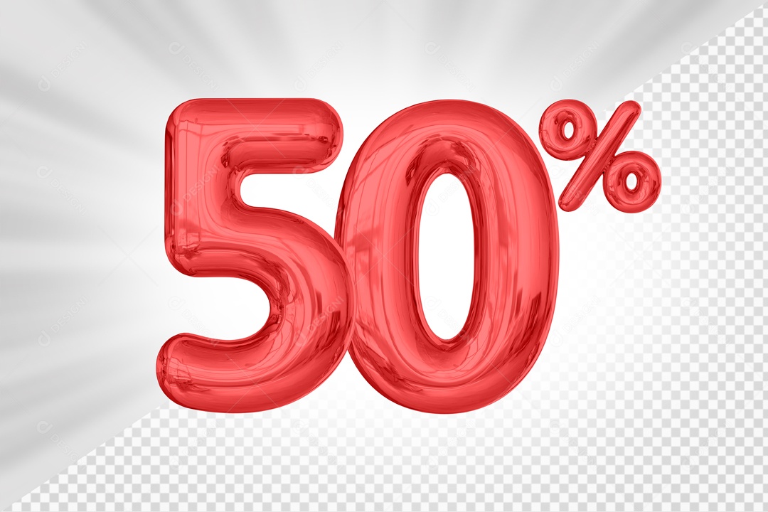 Numero Vermelho De 50% Desconto Elemento 3D PSD