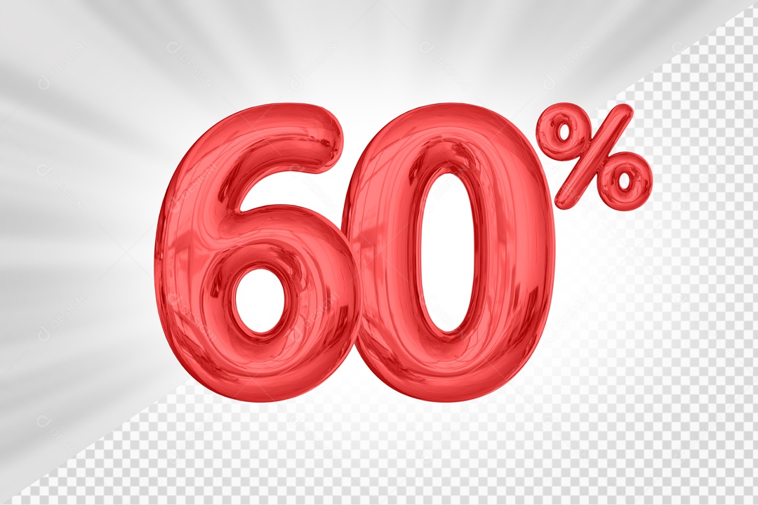 Numero Vermelho De 60% Desconto Elemento 3D PSD